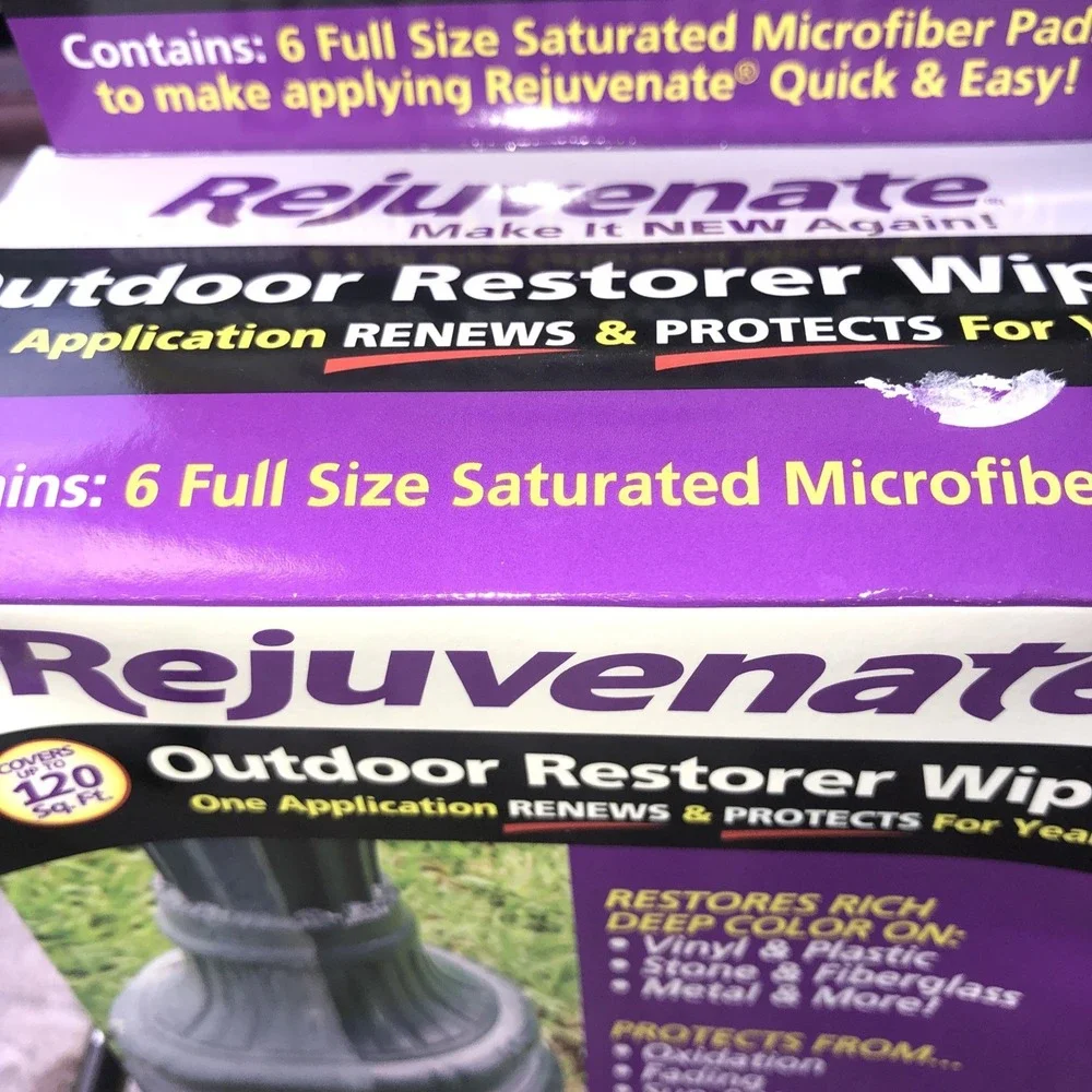 Rejuvenate Outdoor Restorer Wipes 6 Full Size Pads Renews Protects NEW USA Made